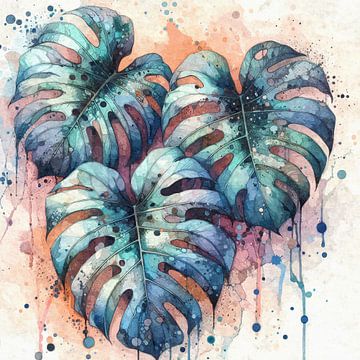 Monstera in Aquarellfarben