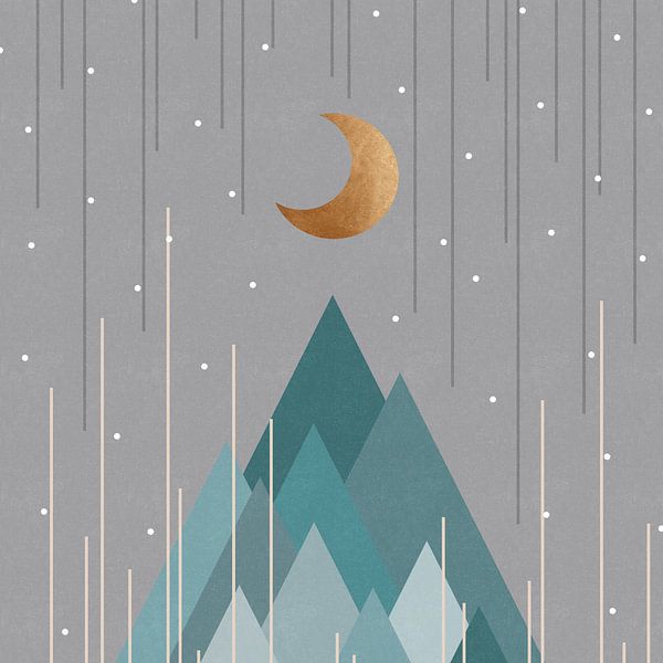 Moon & Mountains Mint Green by Orara Studio