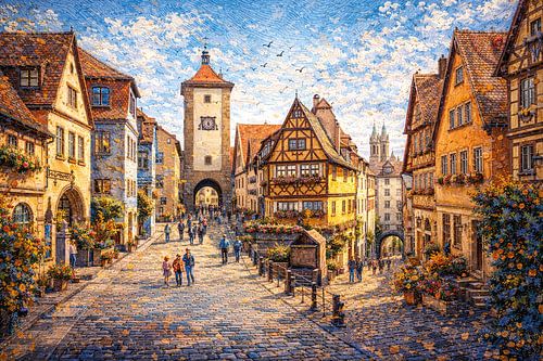 Rothenburg in Duitsland, een impressionistisch schilderij.