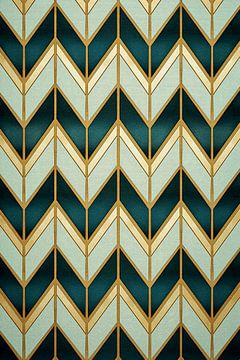 Art Deco Zigzag Patroon met Turquoise en Goud van Whale & Sons