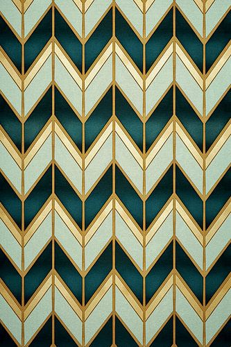 Art Deco Zigzag Pattern with Turquoise and Gold