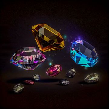 Diamant und Edelstein auf schwarzem Hintergrund