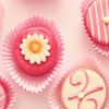 Five Pink and white coloured Petit Fours by LHJB Photography