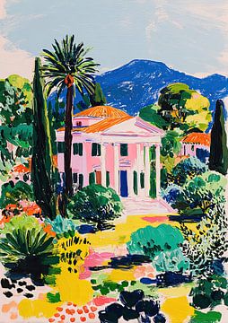 Rosa Villa mit Säulen im mediterranen Stil von Niklas Maximilian