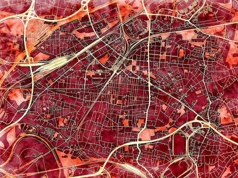 Kaart van Oberhausen in de stijl 'Amber Autumn' van Maporia
