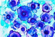 Blauwe klaprozen / Blue poppies Abstract/Blauwe Mohnblumen van Joke Gorter thumbnail