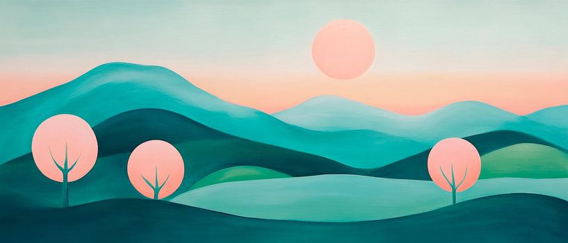 Douces collines dans la lumière du matin par Poster Art Shop