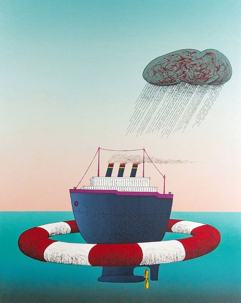 Boot mit Rettungsring von Helmut Böhm