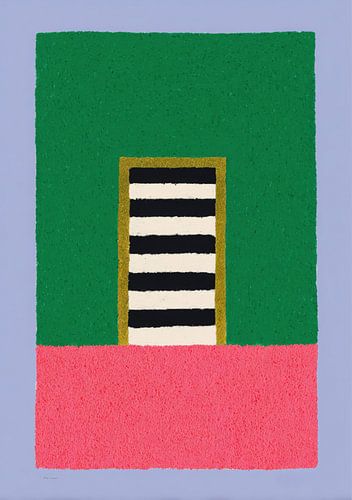 Abstract Geometric Portal in Green and Pink by Niklas Maximilian