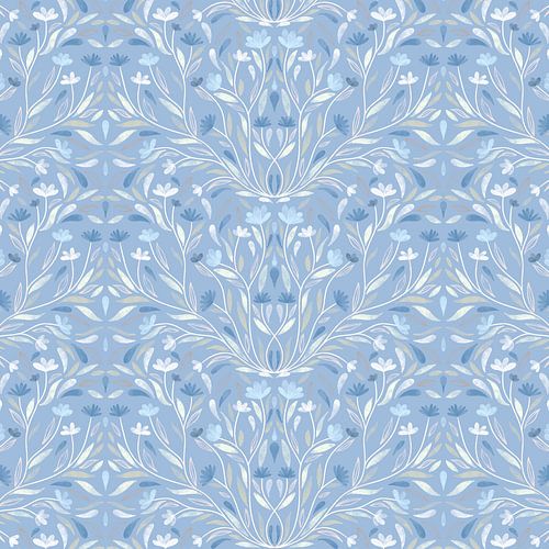 Flower paradise LIGHT blue - modern timeless