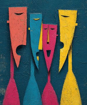 Abstracte Figuren | Colorful Faces van ARTEO Schilderijen