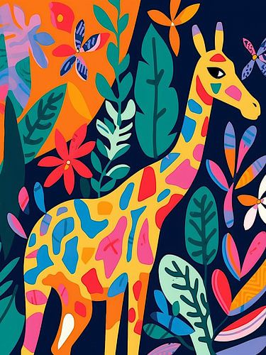 Giraffe In The Jungle Style Henri Matisse