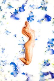 Delft blue woman in milk bath by Marian Korte