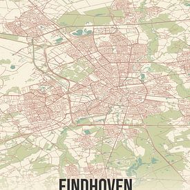 Vintage landkaart van Eindhoven (Noord-Brabant) van MijnStadsPoster