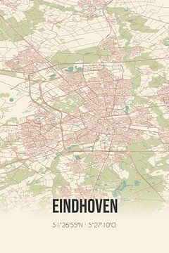 Vintage landkaart van Eindhoven (Noord-Brabant) van Rezona