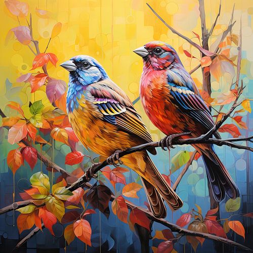 Farbenfrohe Vogelmalerei | Lebendige Vogelkunst
