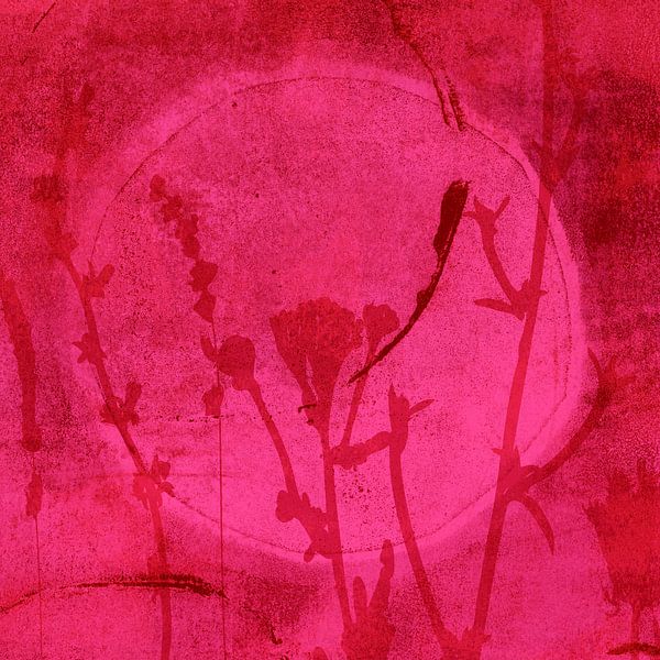 Meadow dreams. Flowers in bright pink no. 1 by Dina Dankers
