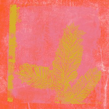 Weihnachten in Neonfarben. Moderne botanische Kunst in Gelb, Rosa und Orange