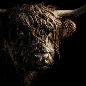 Schottischer Highlander im Schatten Intensivansicht im Detail von Eva Lee