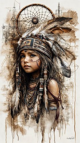 indiaan in Da Vinci stijl