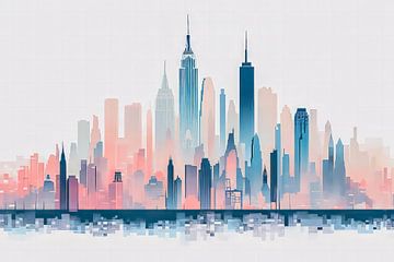 New York City skyline in pastel colours by Thea