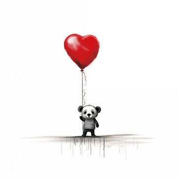 Bébé panda avec ballon (cœur) sur TheXclusive Art