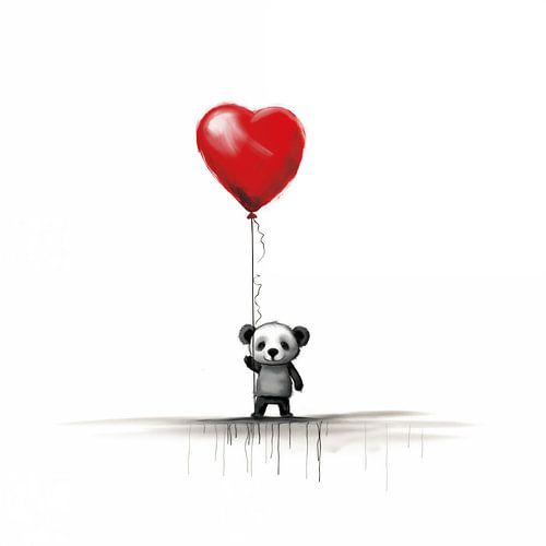 Baby panda met ballon (hart)