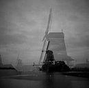 De Zaanse Schans in de schemer  zwartwit. van Zaankanteropavontuur thumbnail
