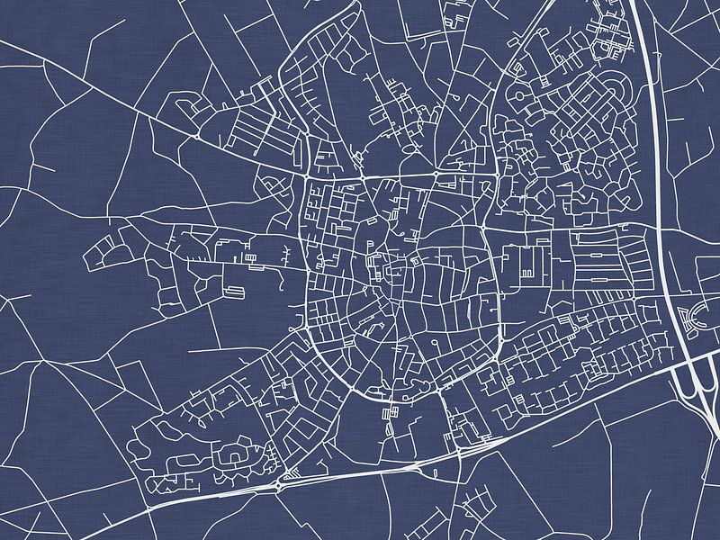 Map of Venray in Royal Blue by De Kaartenwinkel