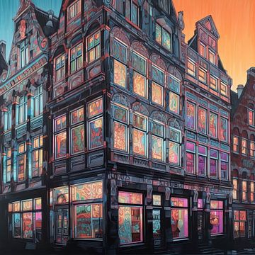 Eckhaus in Amsterdam In Farbe von ARTEO Gemälde