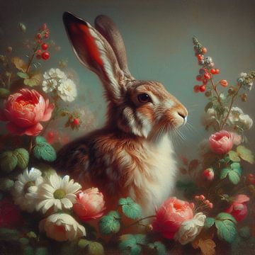 Klassiek portret van een konijn van Nicolette Vermeulen