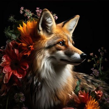 Fuchs mit Blumen von ARTemberaubend