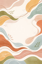 Scandinavisch Abstract Landschap in Zachte Kleuren von Dante S