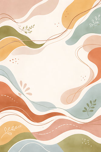 Scandinavisch Abstract Landschap in Zachte Kleuren