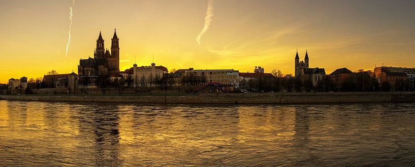 Magdeburg Skyline im Sonnenuntergang von Frank Herrmann