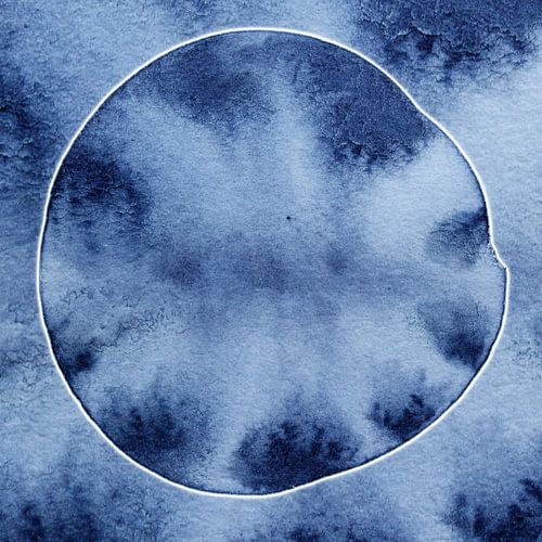ECHO AQUA MINERAL 970 - Minimalistische Delfts Blauwe Aquarel Wall Art