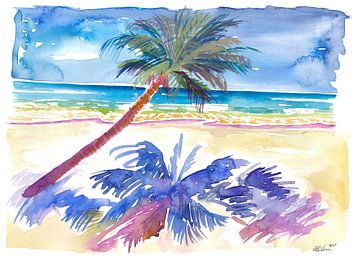 Palmenschatten unter karibischer Sonne mit Strand und Meer von Markus Bleichner