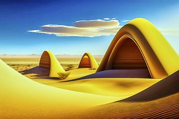 Des arcs jaunes dans le désert sur Frank Heinz