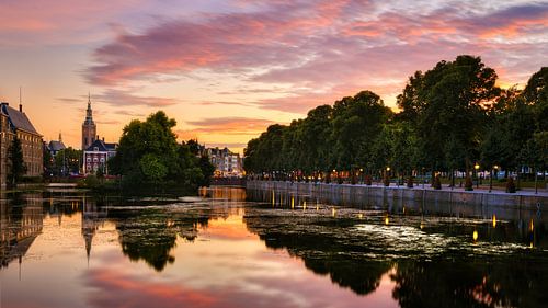 Sunset at the Hofvijver in The Hague, the Netherlands