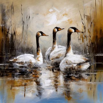 Swans Painting by Preet Lambon