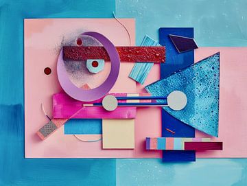 Geometrisch abstract, blauw en roze #2 van Joriali Abstract
