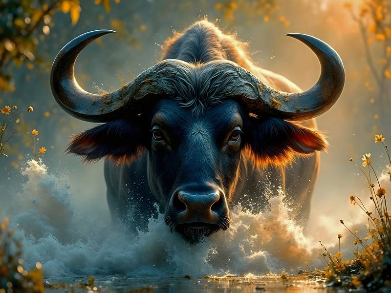 Water buffalo by Babetts Bildergalerie