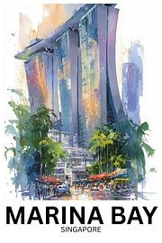 Urban Oasis – Marina Bay Watercolor Skyline