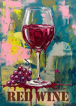 Wine Lover: Abstract red wine artwork featuring a bunch of grapes