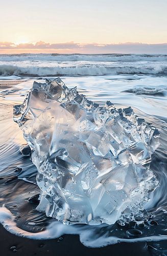 Gouden golven tegen zwart zand