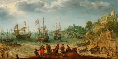 Schepen bij een rotsachtige kust, Adam Willaerts