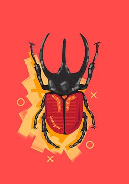 Roter Käfer in orangefarbenem Hintergrund von Vectorheroes