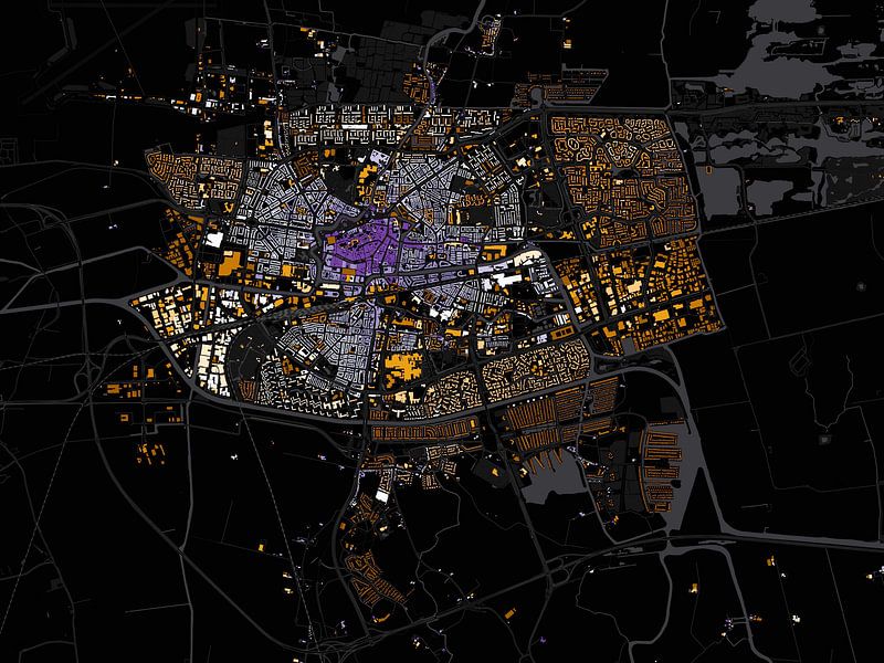 Karte von Leeuwarden abstrakt von Maps Are Art