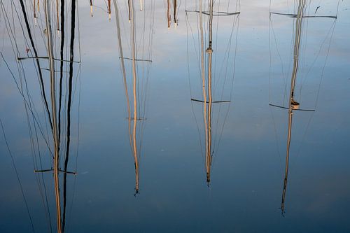 Four masts in reflection