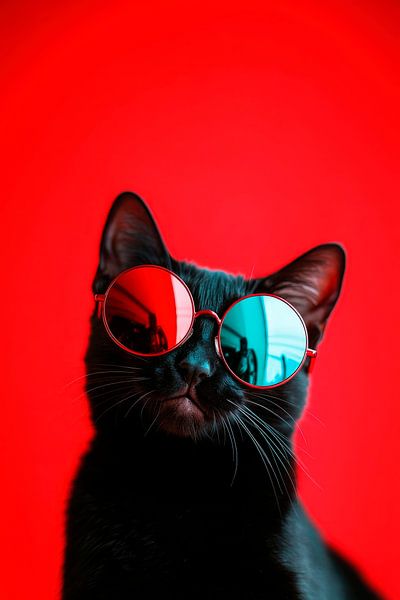 Black cat with stylish glasses by Poster Art Shop